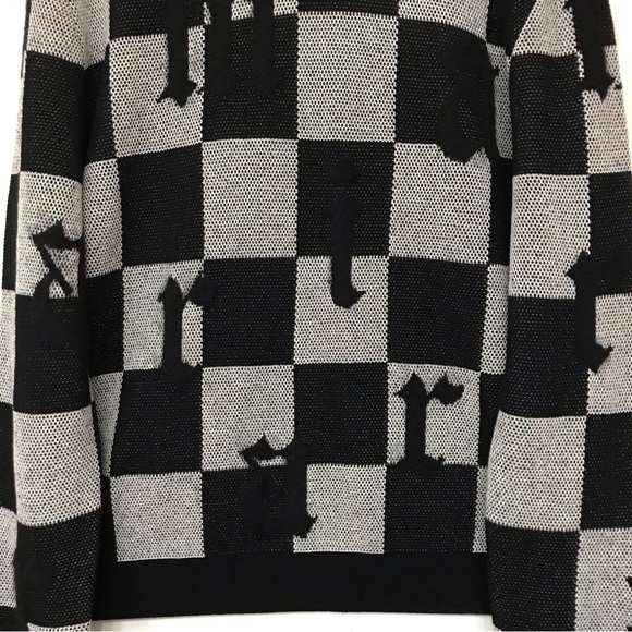 Amiri Logo Check Crew Mohair Cashmere Sweater Black White XXL Brand New With Tag - Picture 7 of 15